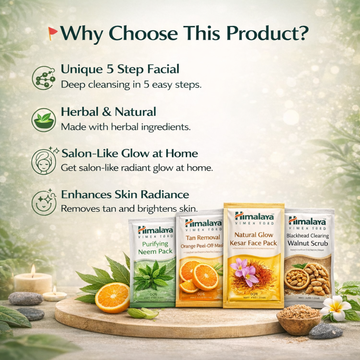 Himalaya Herbal Facial Kit | 5-Step Salon Glow at Home | Remove Tanning, Acne Marks, Pigmentation