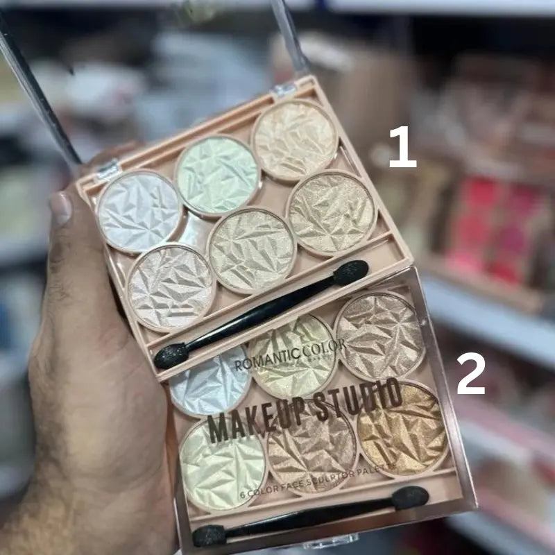 6 Color Romantic Color Highlighter Palette