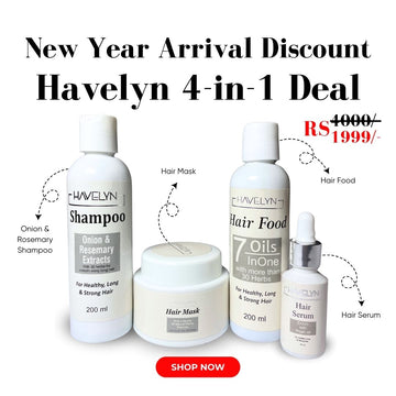 4 in 1 Havelyn deal - Includes Hair Food Oil, Onion & Rosemary Extracts Hair Shampoo, Hair Serum and Hair Mask.