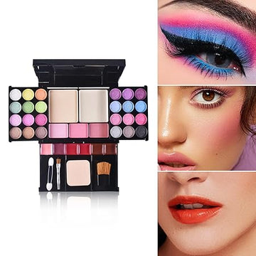 LAMUSELAND Professional All in One Makeup Kit, Travel Makeup Palette Gift Set for Women Full Kit, including Eyeshadow, Blush, Powder, Lipstick (6)