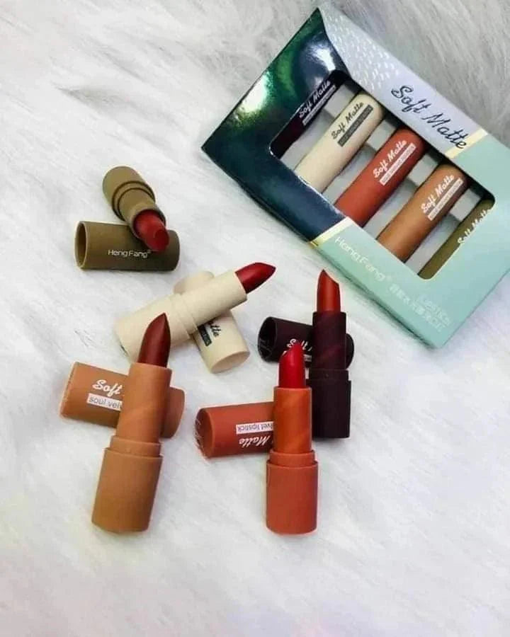 5Pcs Heng Fang Soft Matte Lipstick
