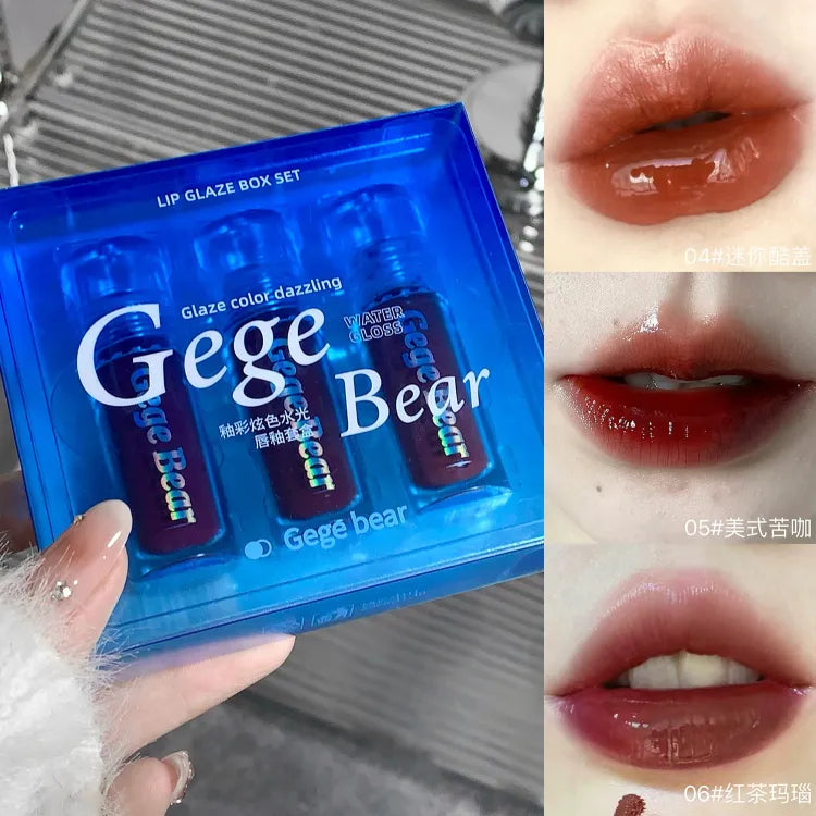 3Pcs Gege Bear Kiss Lipgloss