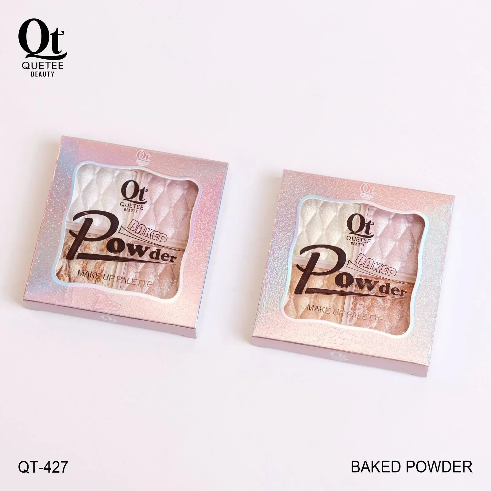 Quetee Beauty Baked Powder 4 Light Colors Highlighter Palette
