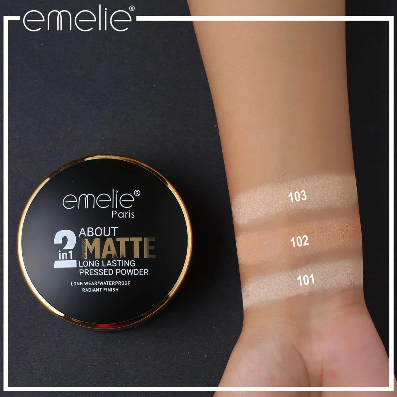 Emelie About 2 in 1 MATTE Long Lasting Pressed Powder