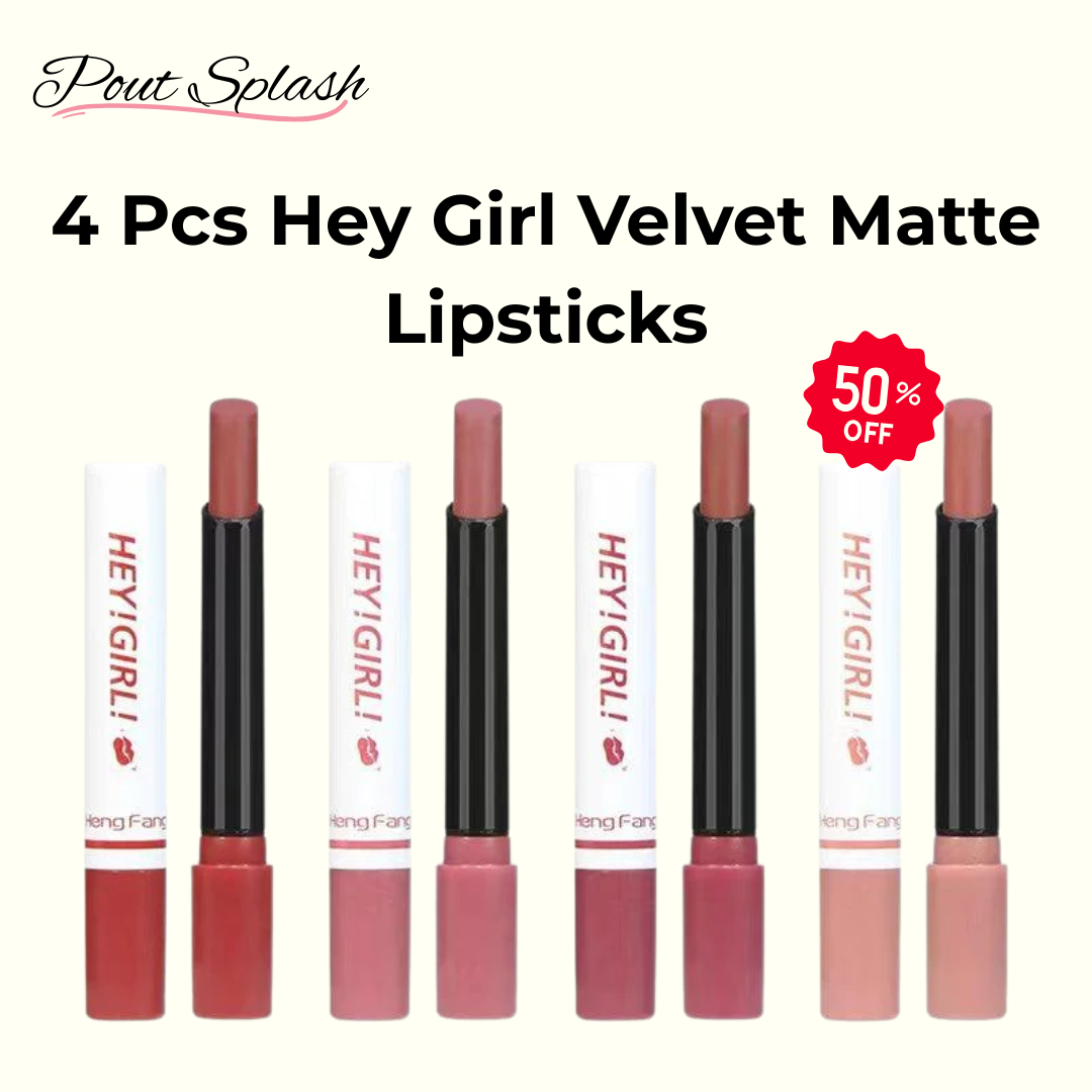 4 Pcs Hey Girl Velvet Matte Lipsticks