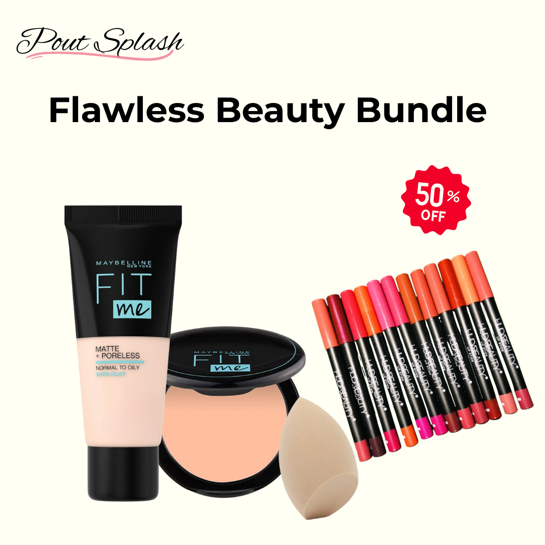 Flawless Beauty Bundle – Fit Me 3-in-1 + FREE Huda Beauty 12pcs Lip Pencils!