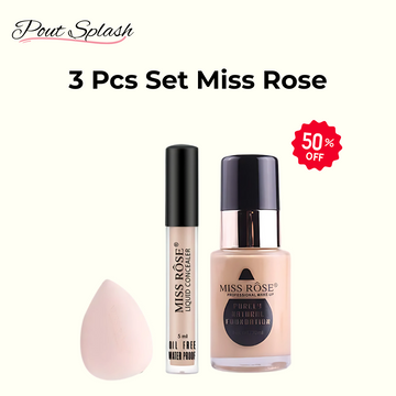 3 Pcs Set Miss Rose (Concealer, Foundation & Blender )