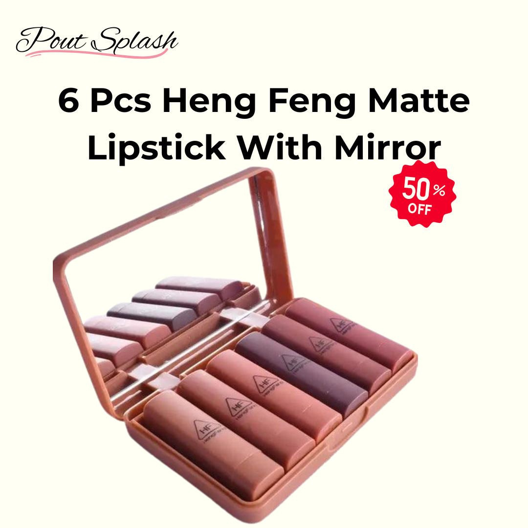 6 Pcs Heng Feng Matte Lipstick With Mirror