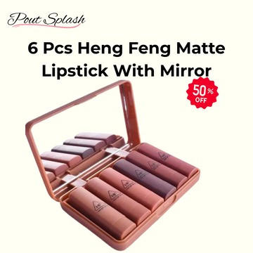 6 Pcs Heng Feng Matte Lipstick With Mirror