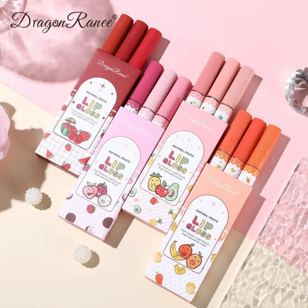3 Pcs Dragon Ranee Waterproof Long Lasting Lip Gloss Set