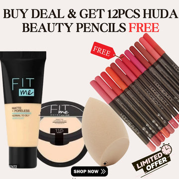 Flawless Beauty Bundle – Fit Me 3-in-1 + FREE Huda Beauty 12pcs Lip Pencils!