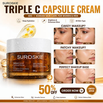 Suroskie Triple C Glow Capsule Cream | Fade dark spots , Deep Hydrating & Instant Glow | Perfect for base Prep