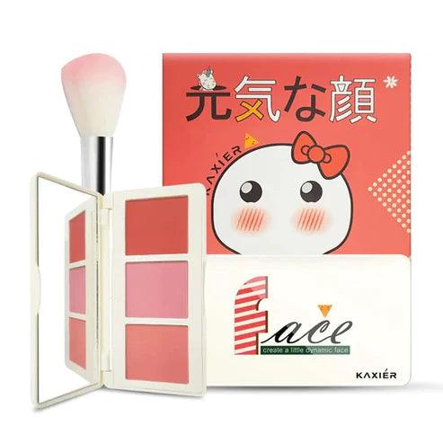 3 Colors Kaxier Blush Palette With Brush (original made in korea )